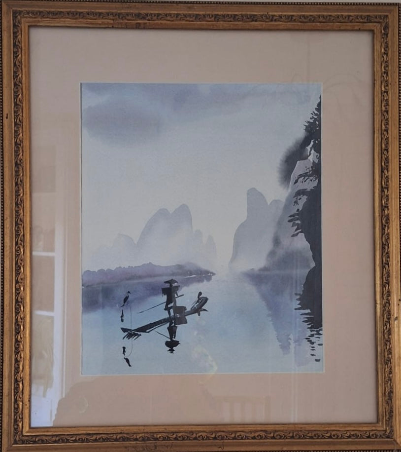 Fishing. Watercolour